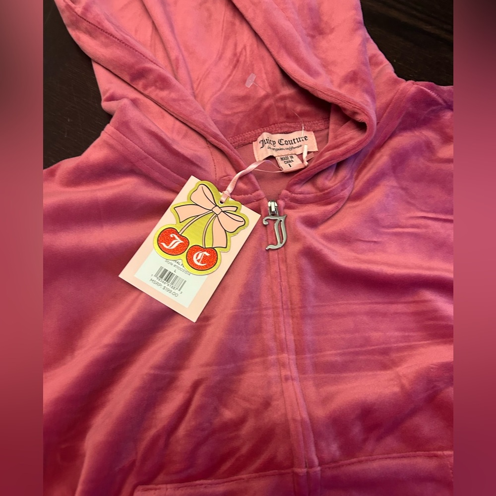 NWT Juicy Couture Velour festival Fuschia Track Suit sweatsuit large wome… bling - Picture 3 of 4